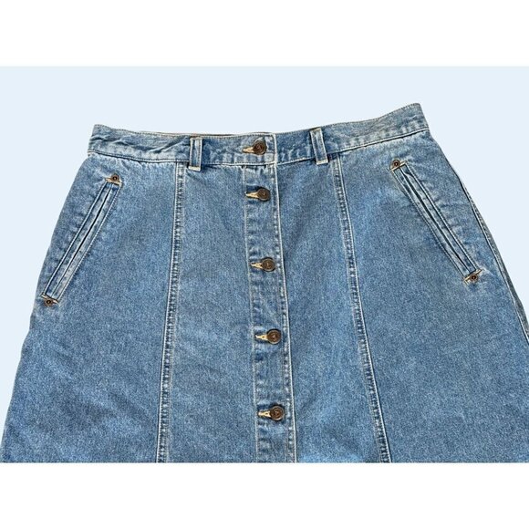Vintage Liz Wear / Liz Claiborne 80s / 90s Button Front Denim Skirt Sz 29 - Picture 3 of 8